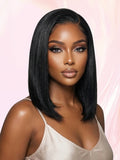 LC LUCXRY HAIR 100% Real Human Hair Straight Hair Bob Pre-cut 7x5 HD Lace Front Wear Go Glueless Wig