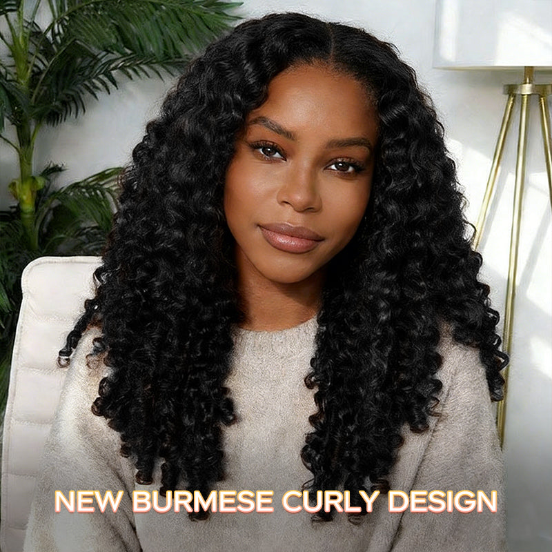 LC LUCXRY HAIR 100% Real Human Hair 250% Full Volume Burmese Curly 13x6 Frontal Glueless HD Lace Wig – Pre-Bleached Knots, Pre-Cut Lace,Natural Hairline