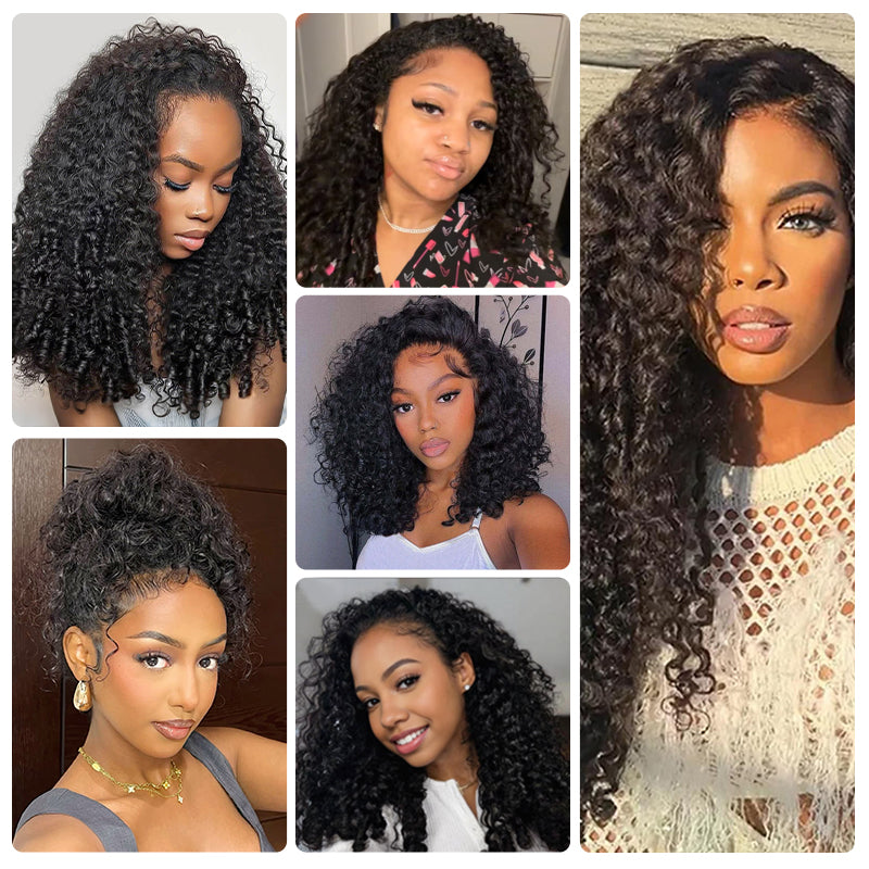 LC LUXURY HAIR 3-in-1 Half Wig – 250% Full Burmese Curly Human Hair | Natural Black | Seamless Blend, Glueless Quick Install