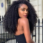 LC LUXURY HAIR 3-in-1 Half Wig – 250% Full Burmese Curly Human Hair | Natural Black | Seamless Blend, Glueless Quick Install