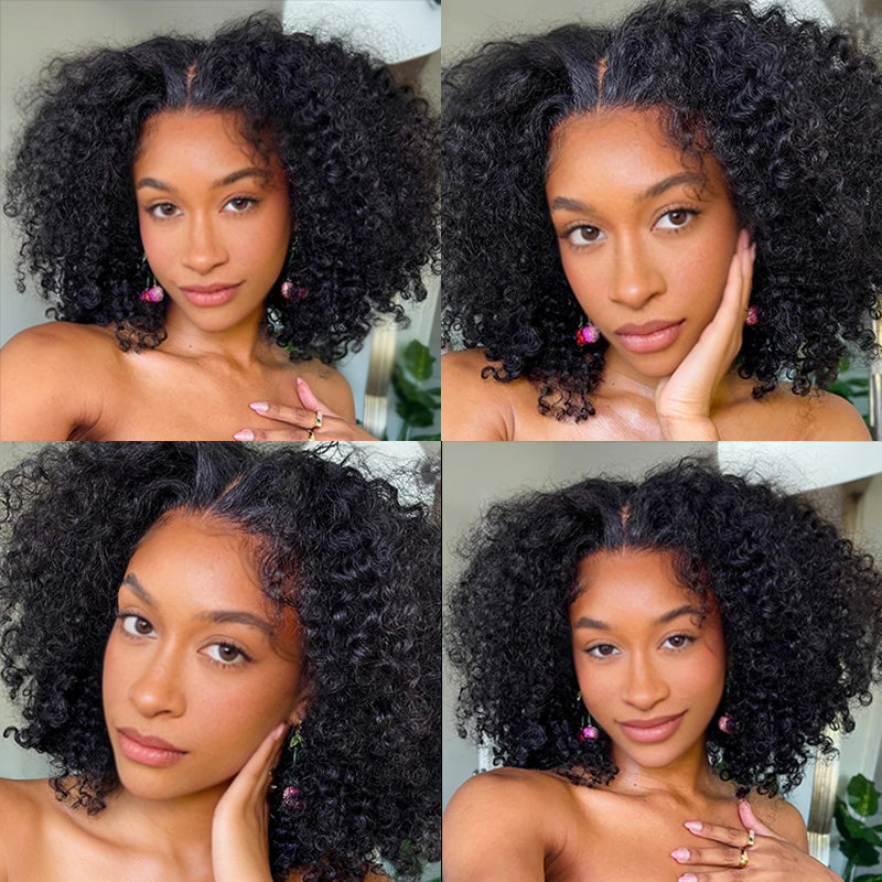 LC LUXURY HAIR 250% Full Volume Kinky Curly Wig – Natural Black | 13x6 HD Lace Frontal Glueless Wig | Pre-Bleached Knots, Pre-Cut Lace, Drawstring Cap