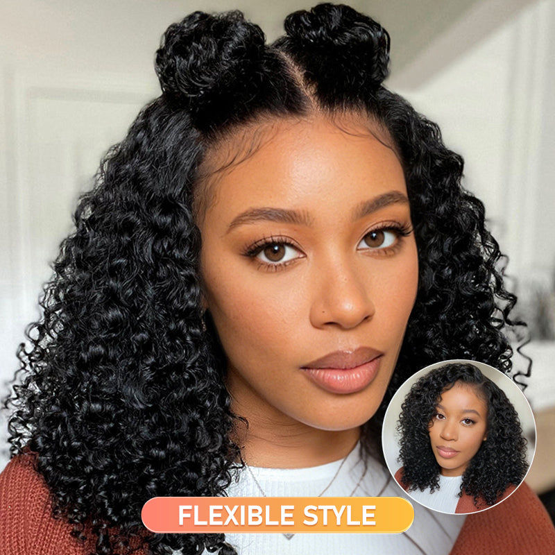 LC LUXURY HAIR 250% Full Volume Kinky Curly Wig – Natural Black | 13x6 HD Lace Frontal Glueless Wig | Pre-Bleached Knots, Pre-Cut Lace, Drawstring Cap