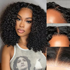 LC LUXURY HAIR 250% Full Volume Kinky Curly Wig – Natural Black | 13x6 HD Lace Frontal Glueless Wig | Pre-Bleached Knots, Pre-Cut Lace, Drawstring Cap