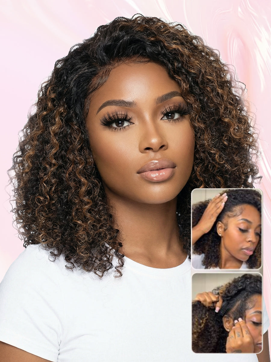 LC LUXURY HAIR 3-in-1 Kinky Curly Half Wig – 250% Full Human Hair  Highlight P4/27B | Seamless Blend, Glueless