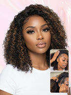 LC LUXURY HAIR 3-in-1 Kinky Curly Half Wig – 250% Full Human Hair  Highlight P4/27B | Seamless Blend, Glueless