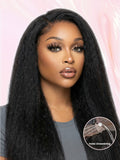 LC LUCXRY Hair Kinky Straight Invisi-Drawstring Flexible Fit 360 Lace Front