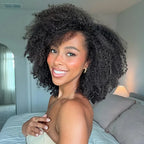 LC LUXURY HAIR 3-in-1 Kinky Curly Half Wig – 250% Full Volume Texture Human Hair | Natural Black | Seamless Blend, Glueless