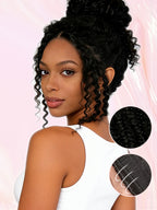 LC LUXURY HAIR 3-in-1 Kinky Curly Half Wig – 250% Full Volume Texture Human Hair | Natural Black | Seamless Blend, Glueless