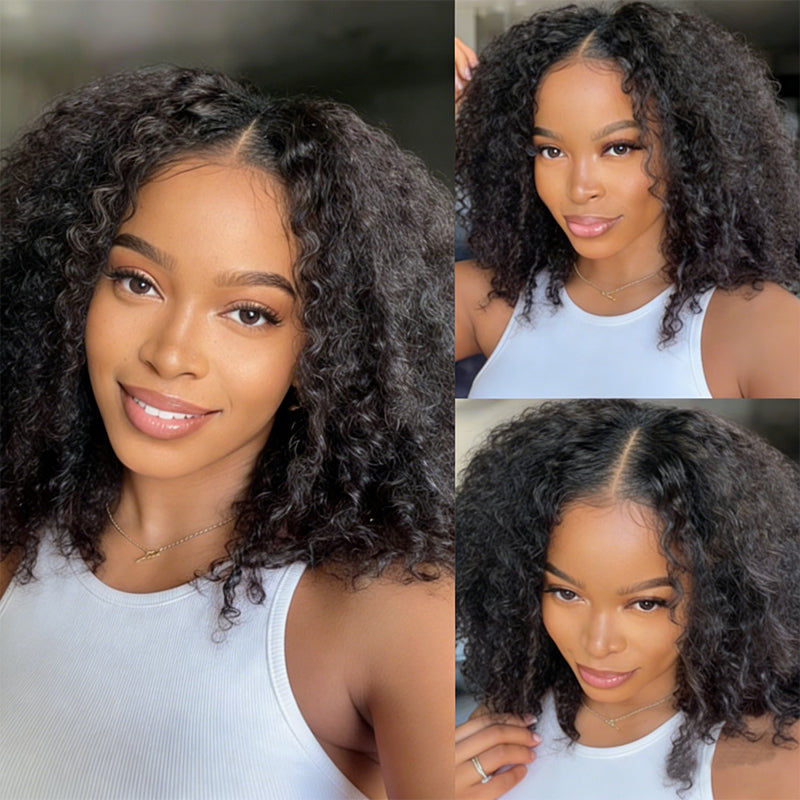 LC LUXURY HAIR 3-in-1 Kinky Curly Half Wig – 250% Full Volume Texture Human Hair | Natural Black | Seamless Blend, Glueless
