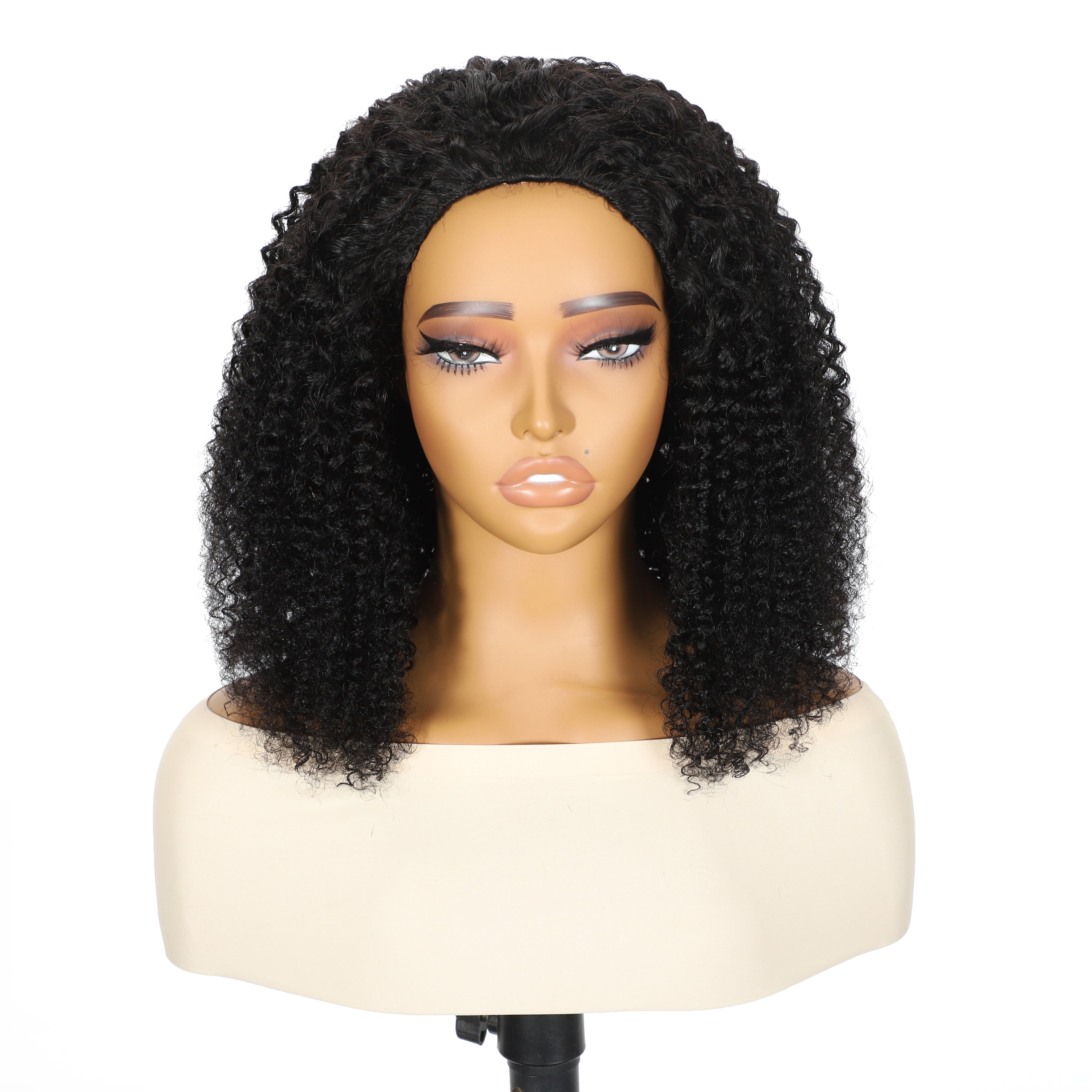 LC LUXURY HAIR 3-in-1 Kinky Curly Half Wig – 250% Full Volume Texture Human Hair | Natural Black | Seamless Blend, Glueless