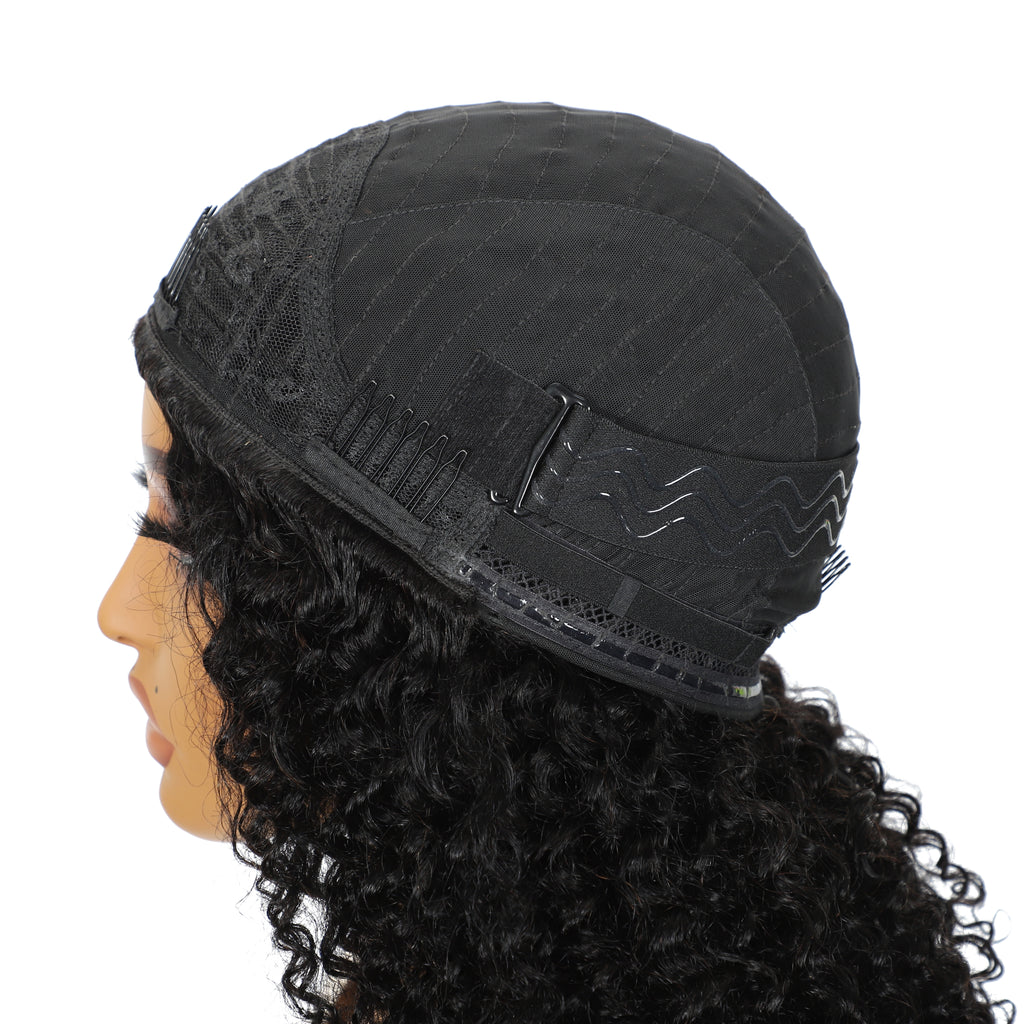 LC LUXURY HAIR 3-in-1 Kinky Curly Half Wig – 250% Full Volume Texture Human Hair | Natural Black | Seamless Blend, Glueless