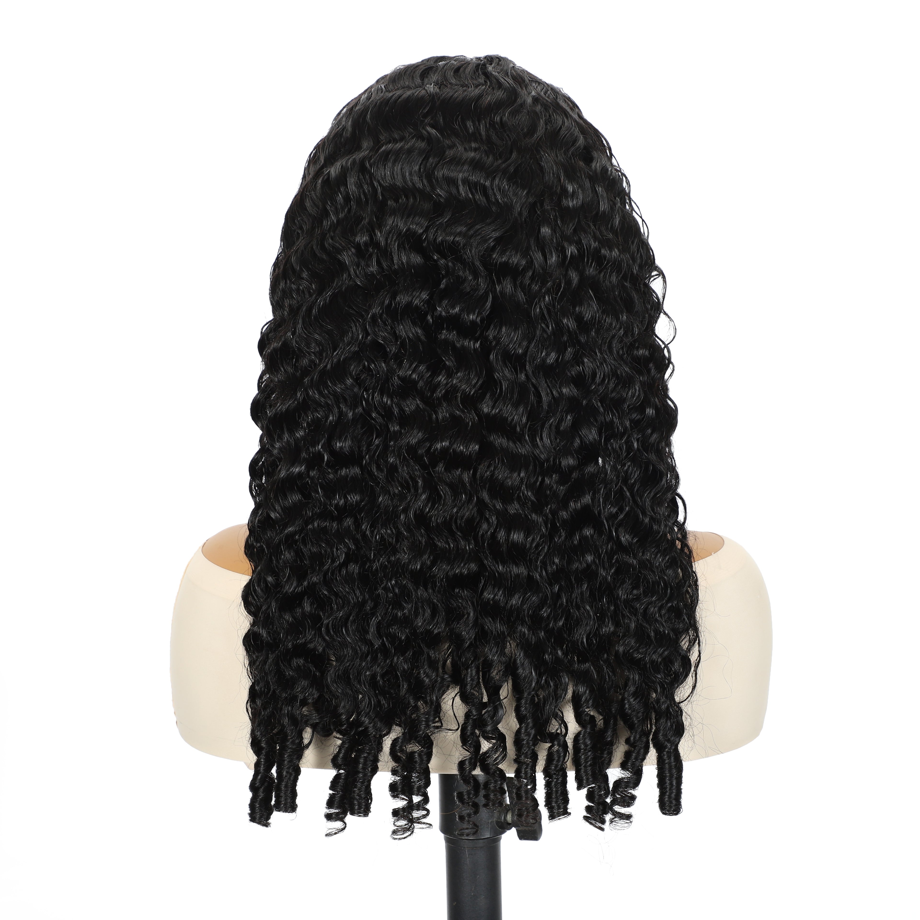 LC LUXURY HAIR 3-in-1 Half Wig – 250% Full Burmese Curly Human Hair | Natural Black | Seamless Blend, Glueless Quick Install