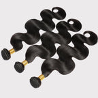 Lace Closure with Body Wave 3/4-Piece Bundles  100% Unprocessed Brazilian Virgin Hair Quick Weave Extensions Natural Black Budget Friendly