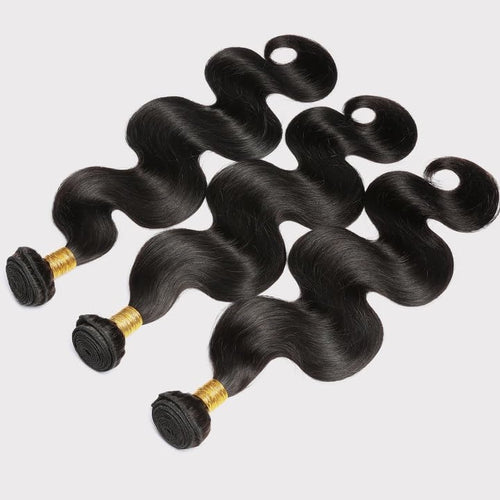 Lace Closure with Body Wave 3/4-Piece Bundles  100% Unprocessed Brazilian Virgin Hair Quick Weave Extensions Natural Black Budget Friendly
