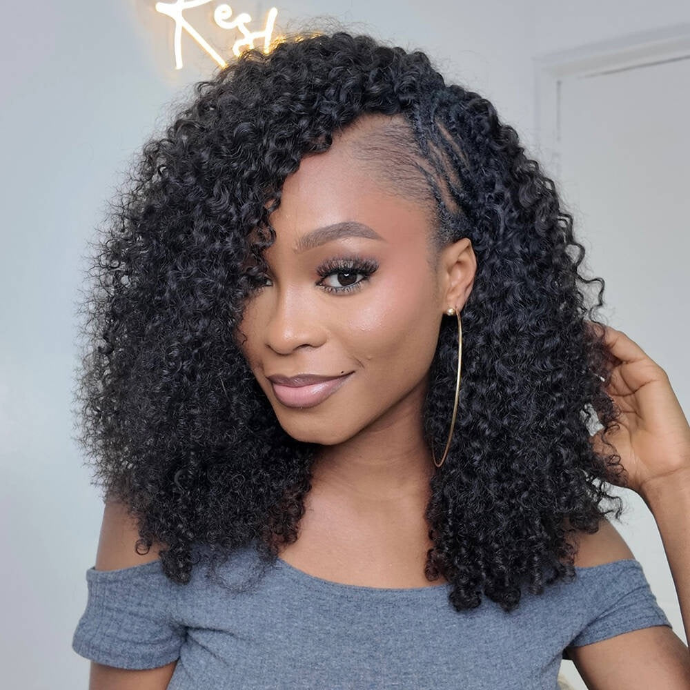 LC HAIR Burmese Curly Crochet Human Hair for Mircale Knots Feather Human Crochet Hair Knotless Pre-Separated  Lightweight Reusable Remy Hair Extensions With Spiral Curl for Women Natural Black Color 16-22 inches 60g/bundle