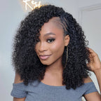 LC HAIR Burmese Curly Crochet Human Hair for Mircale Knots Feather Human Crochet Hair Knotless Pre-Separated  Lightweight Reusable Remy Hair Extensions With Spiral Curl for Women Natural Black Color 16-22 inches 60g/bundle
