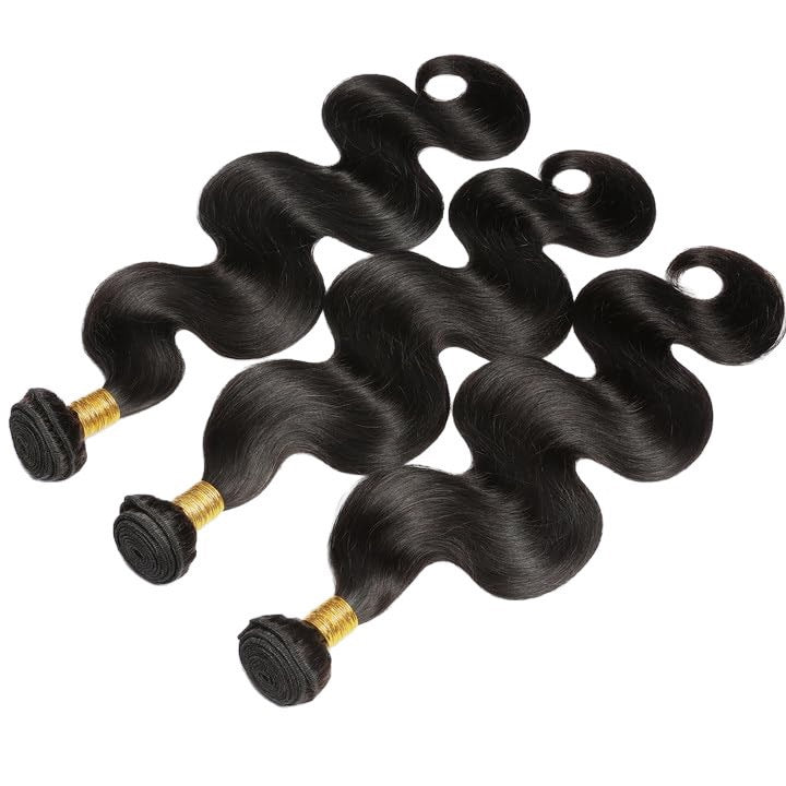 Lace Closure with Body Wave 3/4-Piece Bundles  100% Unprocessed Brazilian Virgin Hair Quick Weave Extensions Natural Black Budget Friendly